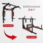 ONETWOFIT Multifunctional Wall Mounted Pull Up Bar/Chin Up Bar, Dip Station for Indoor Home Gym Workout, Power Tower Set Training Equipment Fitness Dip Stand Supports to 440 lbs - Image 3