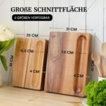 Large Wooden Chopping Board - Solid Wooden Board for Kitchen - Extra Thick Chopping Board, Kitchen Board, Cheese Board, Bread Chopping Board (35 x 25 cm) - Image 3