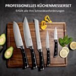 PAUDIN Knife Set 5 Pieces, Kitchen Knife Set with Chef's Knife, Bread Knife, Santoku Knife, Vegetable Knife and Utility Knife, Sharp Knife Set Made of High-Quality Carbon Stainless Steel and ABS Handle - Image 4