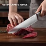 PAUDIN Knife Set 5 Pieces, Kitchen Knife Set with Chef's Knife, Bread Knife, Santoku Knife, Vegetable Knife and Utility Knife, Sharp Knife Set Made of High-Quality Carbon Stainless Steel and ABS Handle - Image 5