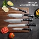 PAUDIN Knife Set 5 Pieces, Kitchen Knife Set with Chef's Knife, Bread Knife, Santoku Knife, Vegetable Knife and Utility Knife, Sharp Knife Set Made of High-Quality Carbon Stainless Steel and ABS Handle - Image 6