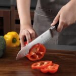 PAUDIN Knife Set 5 Pieces, Kitchen Knife Set with Chef's Knife, Bread Knife, Santoku Knife, Vegetable Knife and Utility Knife, Sharp Knife Set Made of High-Quality Carbon Stainless Steel and ABS Handle - Image 7