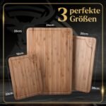 Deer & Oak Wooden Chopping Board Set of 3 Pre-Oiled Bamboo Chopping Board with Handle and Juice Groove, Kitchen Board, Wooden Chopping Board, Kitchen Chopping Board - Image 4