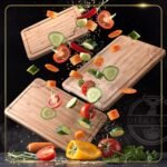 Deer & Oak Wooden Chopping Board Set of 3 Pre-Oiled Bamboo Chopping Board with Handle and Juice Groove, Kitchen Board, Wooden Chopping Board, Kitchen Chopping Board - Image 5