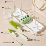 Baby Bottle Brushes for Cleaning Baby Bottle Cleaner, Brush, Travel Steriliser for Baby Travel Essentials with Silicone Bottle/Nipple/Straw Brush (Green) - Image 5