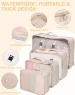 10-Piece Suitcase Organiser, Packing Cubes, Suitcase Organiser Set, Suitcase Organiser, Waterproof, Packing Cube, with Packing Bags, Clothes Bags, Cosmetic Bag, Shoe Bag, Organiser Case (Beige) - Image 4