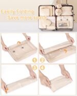 10-Piece Suitcase Organiser, Packing Cubes, Suitcase Organiser Set, Suitcase Organiser, Waterproof, Packing Cube, with Packing Bags, Clothes Bags, Cosmetic Bag, Shoe Bag, Organiser Case (Beige) - Image 5