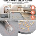 Silicone Cat Litter Tray Mat XXL 88 × 56 cm - Waterproof, Non-Slip & Easy to Clean - Extra Cat Litter Mat, Grey, Cat Paws Friendly, for Feeding Bowl & Cat Litter Tray, Multi-Cat Households - Image 4