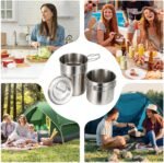 Camping-Kochgeschirr – Edelstahl-Camping- -Set mit leichtem Design, tragbares für Kochausrüstung, Rucksackreisen, Angeln, Wandern oder Picknickausflüge, Reiseabenteuer, 12,7 cm - Image 6