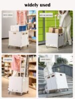 Foldable Shopping Cart with Lid - Lightweight 8 Wheel Utility Food Cart - Portable and Compact Food Storage Solution - Image 4