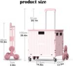 Foldable Shopping Cart with Lid - Lightweight 8 Wheel Utility Food Cart - Portable and Compact Food Storage Solution - Image 6