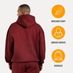 SMILODOX Kayson Men's Oversize Hoodie with Front Print, Large Hooded Sweatshirt, Kangaroo Pocket, Soft Fabric, Warm Jumper, Ideal for Street Style, Everyday and Leisure - Image 3