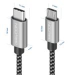 deleyCON 0.30 m USB C to Micro USB Cable Adapter 30 cm Short – Charging Cable & Data Cable – for Mobile Phones Smartphones Tablets Camera Charger Notebook etc. – Black - Image 3