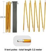 Ersatz-Zeltstange aus Aluminiumlegierung, federleichte Zelt-Reparaturstangen für 1 bis 4 Personen, Campingzelte, Markisen und Unterstände im Freien (3,2 m) - Image 7