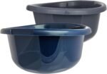 SUSTANIA Set of 2 XXL Mixing Bowls Diameter 45 cm Dishwasher Safe Plastic Made in EU Grey Blue - Image 2
