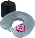 Travel Pillow (Donut Edition) - 100% Memory Foam - U-shaped Neck Pillow with Embroidered Logo - Neck Pillow - Ideal for Travel, Plane, Car, Office and Home, Washable (Grey) - Image 2