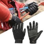 Gear for Rock Climbing Caving Downhill for Outdoor Sports Nonslip Leather Protective Full Finger Cowhide Climbing Gloves (M) - Image 3