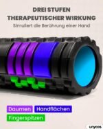 unycos - Fascia Roller (33 x 14 cm), Fitness Roll with 3D Texture Massage and 50 Exercises E-Book, Hard Foam Roller for Self-Massage, Maximum Load 150 kg, Massage Roller for Functional Training (Black - Image 4