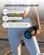 unycos - Fascia Roller (33 x 14 cm), Fitness Roll with 3D Texture Massage and 50 Exercises E-Book, Hard Foam Roller for Self-Massage, Maximum Load 150 kg, Massage Roller for Functional Training (Black - Image 7