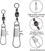 150 Piece Fishing Swivel Set, Fishing Ball Bearing Swivels, Fishing Barrel Swivel with Ball Bearing Swivel for Saltwater Swivels, Fishing Accessories Swivels 5 Size 7# 8# 10# 12# 14# - Image 4