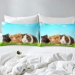 Tbrand Girls' Guinea Pig Duvet Cover Set, Cute Cavy Bedding Set, 135 x 200 cm, for Children, Boys, Grassland, Beautiful Pets, Animal Decor, Bed Set, Natural, Blue, Green, Microfibre with 1 Pillowcase - Image 4