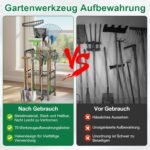 Garden Tool Storage Organiser, 40 x 32 x 80 cm Garden Tool Holder with 70 Storage Compartments, 3-Tier Metal Garden Tool Holder for Shed, Garage, Yard, Garden, Black - Image 7