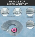 Travel Pillow (Donut Edition) - 100% Memory Foam - U-shaped Neck Pillow with Embroidered Logo - Neck Pillow - Ideal for Travel, Plane, Car, Office and Home, Washable (Grey) - Image 4