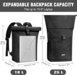 Backpack for Men and Women, Rolltop Backpack, Waterproof Laptop Backpack, School Backpack with 15.6 Inch Laptop Compartment, Leisure Backpack, Daypack for University, School, Business, Work, City, Leisure, Travel - Image 3