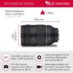 Samyang AF 35-150 mm F2-2.8 for L-Mount Lens - All-Round Zoom Lens with Parfocal, Cinematic Video AF and Dolly Shot Zoom, Custom Switch, Ideal for Travel, Portraits, Compatible with Sigma, Panasonic - Image 4