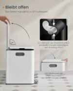 SONGMICS HOME Kitchen Rubbish Bin, 3 x 15 L Compartments, Waste Bin with Colour-Coded Pedals, Waste Separation System, with Lids and Inner Buckets, Steel, Cloud White LTB740W02V1 - Image 5