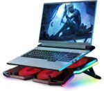 Offgridtec Laptop Cooler K25 Pro - Ventilated Stand with 4 Quiet Fans at 1100 RPM, 2 USB Ports, Height Adjustable, Ergonomic Design for Gaming Consoles & Laptops - Red - Image 2