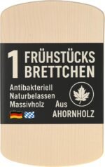 Wooden Breakfast Board Made of Solid Maple Wood - 24 x 15 x 1 cm Wooden Board Antibacterial & Hygienic - Bread Board, Breakfast Board, Chopping Board - Image 2