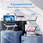 ICARE Laptop Stand with Magnetic Laptop Cooler, 360° Swivel, 10 kg Load Capacity and 18 dB Quiet, Laptop Stand for Laptops and Tablets up to 16 Inches, Silver - Image 7