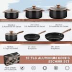 HOMELUX 10-Piece Induction Pots Set, Cast Aluminium Cooking Pot Set, Ceramic Non-Stick Coating Pan Set, Pots Set with Lid, Induction Pot Set for Induction All Cookers - Image 3