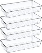 4 Pieces Clear Drawer Organiser, Large 30 cm Dressing Table Drawer Organiser System, Make Up Bathroom Drawer Organiser, for Kitchen, Cosmetics, Desk, Office, Bathroom Drawer - Image 2