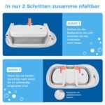 Foldable Baby Bathtub, 81 x 48 x 24 cm, Baby Bathtub, Foldable with Bathtub, Support Cushion, Seat Mat, Bath Tub, Shower Tray for Newborns, Toddlers (Grey) - Image 8