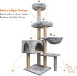 HOMIDEC Cat Scratching Post, 145 cm, Cat Tree, Climbing Tower, Activity Scratching Post with Columns, Fully Wrapped with Sisal, Cat Toy, Cave, Platforms, Lounger, Light Grey - Image 7