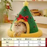 Christmas Tree Triangle Cat Cave Bed, Warm Foldable Hidden Pet Cave Bed for Small Cats & Dogs, Removable Washable Plush Hideaway for Holiday Season (A, S) - Image 8
