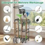 Garden Tool Storage Organiser, 40 x 32 x 80 cm Garden Tool Holder with 70 Storage Compartments, 3-Tier Metal Garden Tool Holder for Shed, Garage, Yard, Garden, Black - Image 4