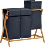 AdelDream Laundry Basket, 3 Compartments, 150 L, Bamboo Laundry Hamper, Laundry Sorting System, X-Shaped Laundry Basket, Laundry Baskets, Laundry Sorter - Image 2