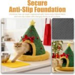 Christmas Tree Triangle Cat Cave Bed, Warm Foldable Hidden Pet Cave Bed for Small Cats & Dogs, Removable Washable Plush Hideaway for Holiday Season (A, S) - Image 4