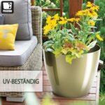 Flower Pot Shiny Plastic Planter Decorative Pot for Large and Small Plants, Set of 2 Flower Pot, Flower Pot Herb Pot, Gold, Diameter 14 cm - Image 9