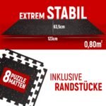 NEOLYMP Premium Fitness Floor Protection Mat, 80 Robust Rubber Puzzle Pieces, for Fitness Equipment, Sports & Gymnastics Mat (8.0 m²) - Image 3