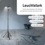 ANSMANN LED Work Light with Tripod 2 m, Robust and Very Bright up to 7000 Lumens, 3 x 22 Watt Spotlights, Battery Operated, Height Adjustable, with Hooks and Magnets - Image 3