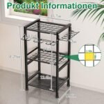 Garden Tool Storage Organiser, 40 x 32 x 80 cm Garden Tool Holder with 70 Storage Compartments, 3-Tier Metal Garden Tool Holder for Shed, Garage, Yard, Garden, Black - Image 3