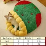 Christmas Tree Triangle Cat Cave Bed, Warm Foldable Hidden Pet Cave Bed for Small Cats & Dogs, Removable Washable Plush Hideaway for Holiday Season (A, S) - Image 9
