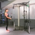 Trainhard power station cable pull station with pull-up bar, lat pull bar, biceps/triceps bar, cable pull handle height adjustable. - Image 5