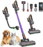Fieety Battery Vacuum Cleaner 600 W/50 kPa/65 Min, Wireless Vacuum Cleaner with Animal Care Brush, 1 m Hose, Wall Charging Station, 8-Layer Filtration Aromatherapy Ultrasound for Pet Hair, Carpet, Hard Floors, Car - Image 2