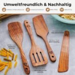 Wooden Spatula Set - Handmade Kitchen Utensils 4 Pieces - Wooden Spatula Set with Spatula, Spatula, Slotted Spatula and Wooden Scraper, BPA-Free, Robust Cooking Cutlery Set - Image 6