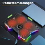 Offgridtec Laptop Cooler K25 Pro - Ventilated Stand with 4 Quiet Fans at 1100 RPM, 2 USB Ports, Height Adjustable, Ergonomic Design for Gaming Consoles & Laptops - Red - Image 3